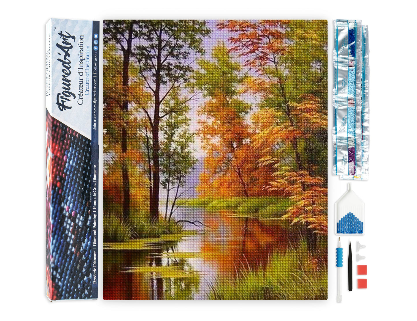 Diamond Painting - Lake in Autumn - 40x50cm Rolled canvas