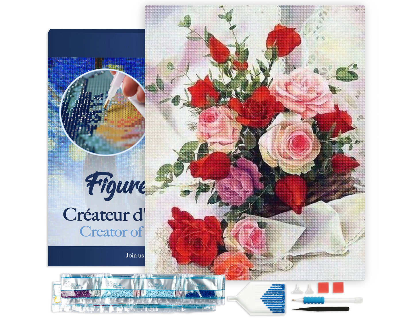 Diamond Painting - Roses Beautiful Flowers 40x50cm Framed canvas