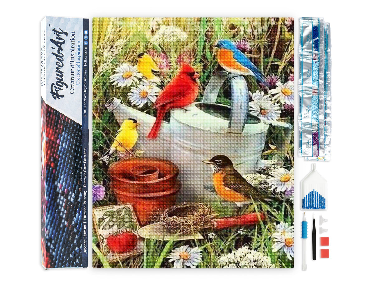 Diamond Painting - Birds in the Garden - 40x50cm Rolled canvas