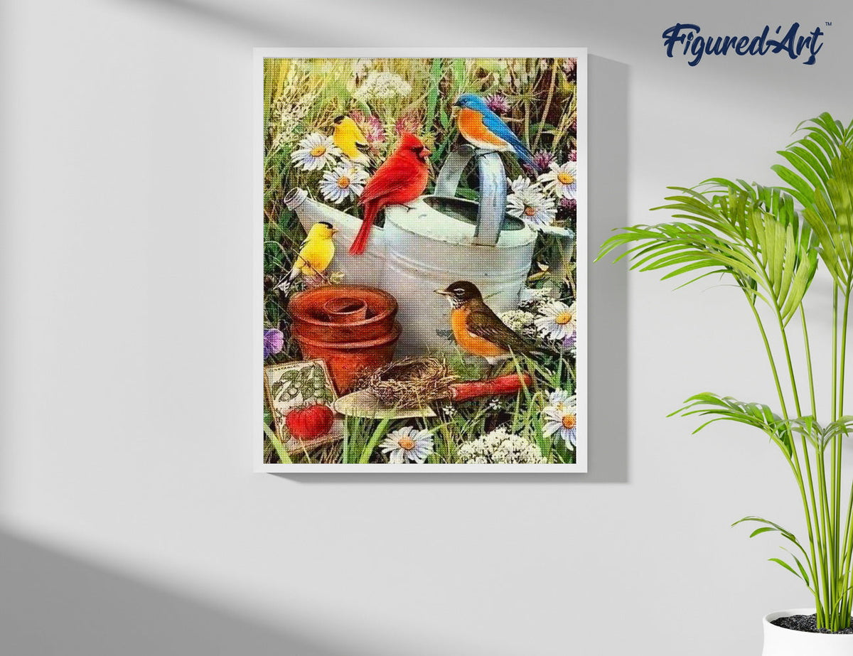 Diamond Painting - Birds in the Garden - 40x50cm Rolled canvas