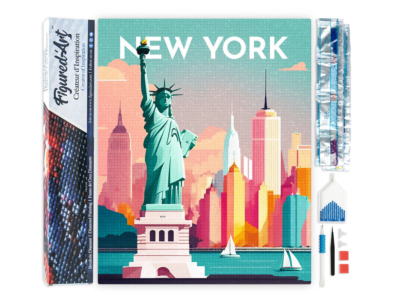 Diamond Painting - Travel Poster New York - 40x50cm Rolled canvas