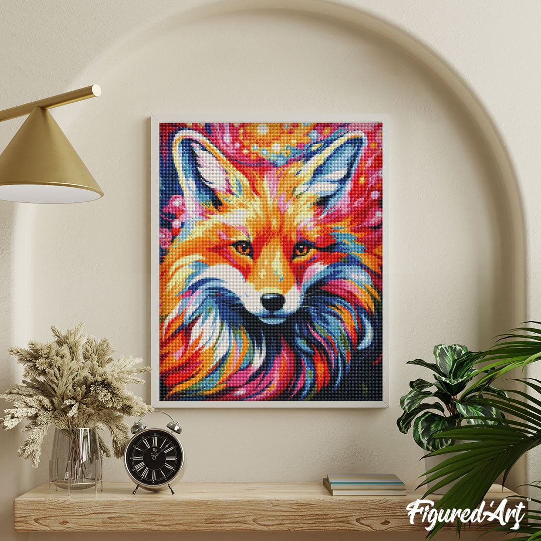 Diamond Painting - Colourful Abstract Wildlife - Fox 40x50cm Framed canvas