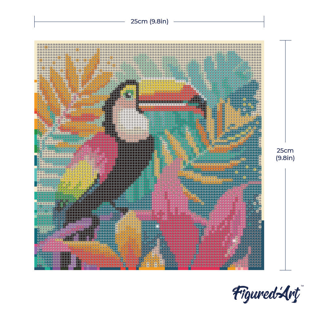 Mini Diamond Painting 25x25cm - Tropical Toucan - Framed canvas