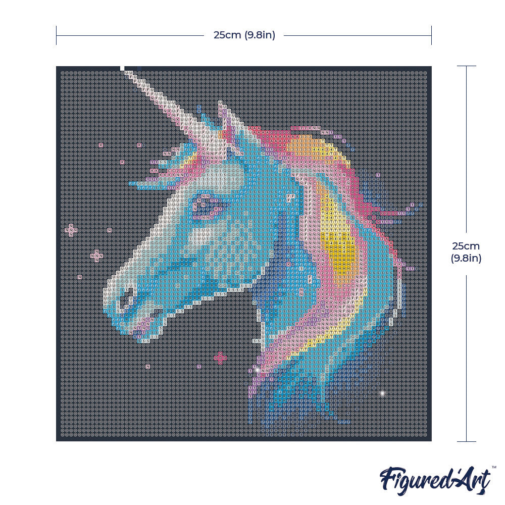 Mini Diamond Painting 25x25cm - Neon Unicorn - Framed canvas