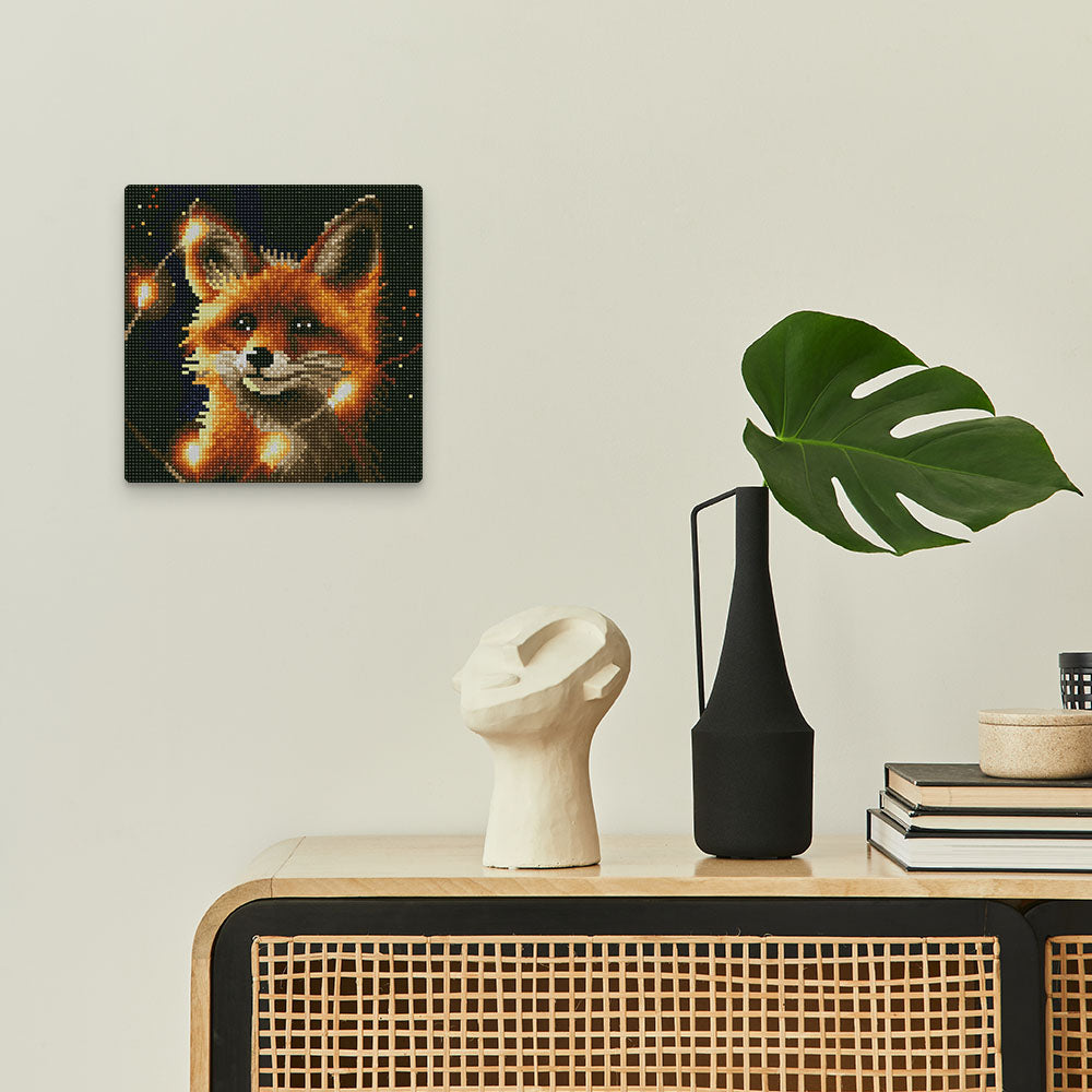 Mini Diamond Painting 25x25cm - Red Fox and Light - Framed canvas