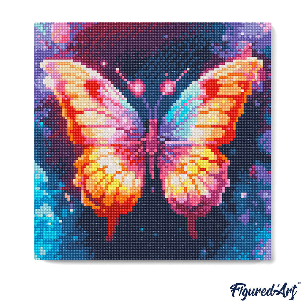 Mini Diamond Painting 25x25cm - Sparkling Butterfly - Framed canvas
