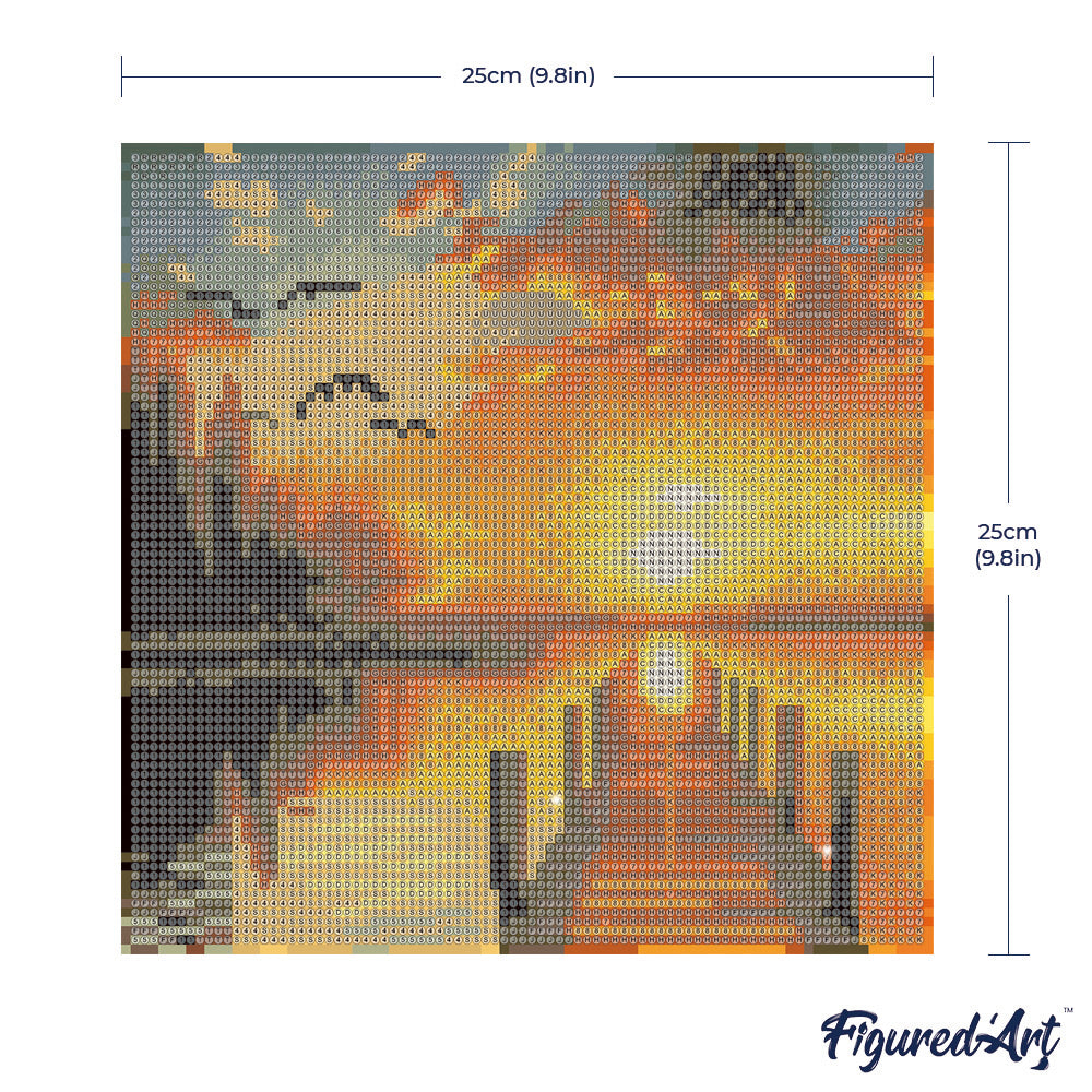 Mini Diamond Painting 25x25cm - Golden Lake Sunset - Framed canvas