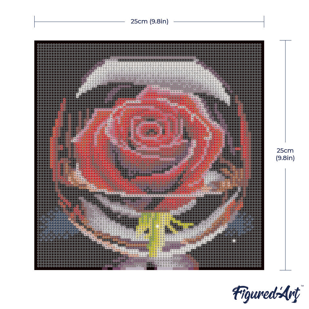 Mini Diamond Painting 25x25cm - Red Rose in the Glass - Framed canvas