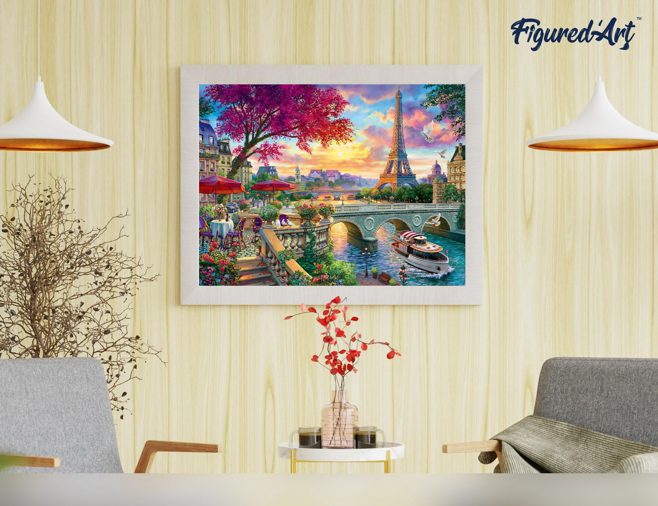 Paint by numbers Dinner By The Seine - Framed canvas