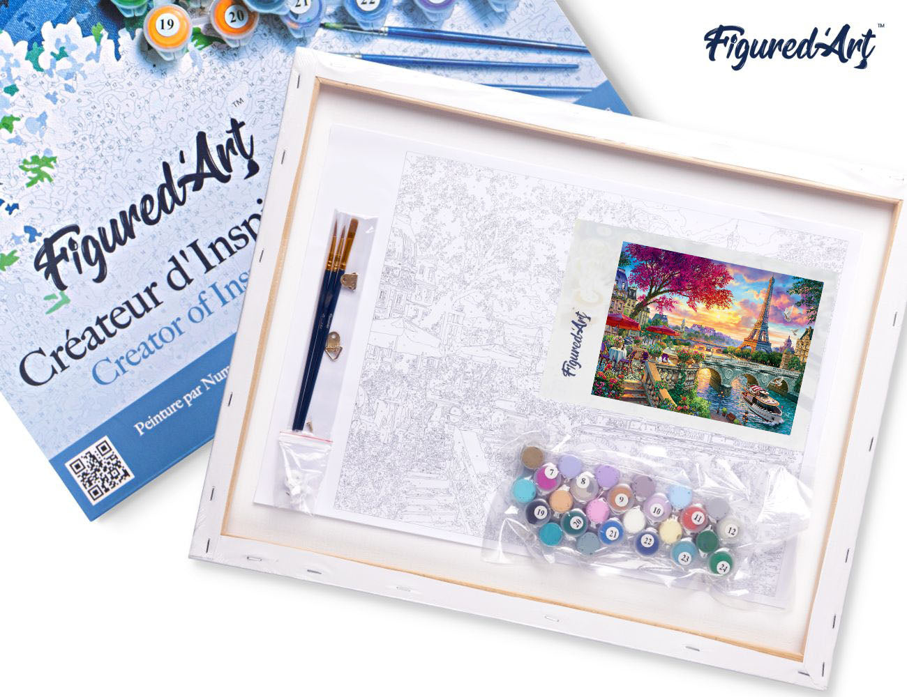 Paint by numbers Dinner By The Seine - Framed canvas