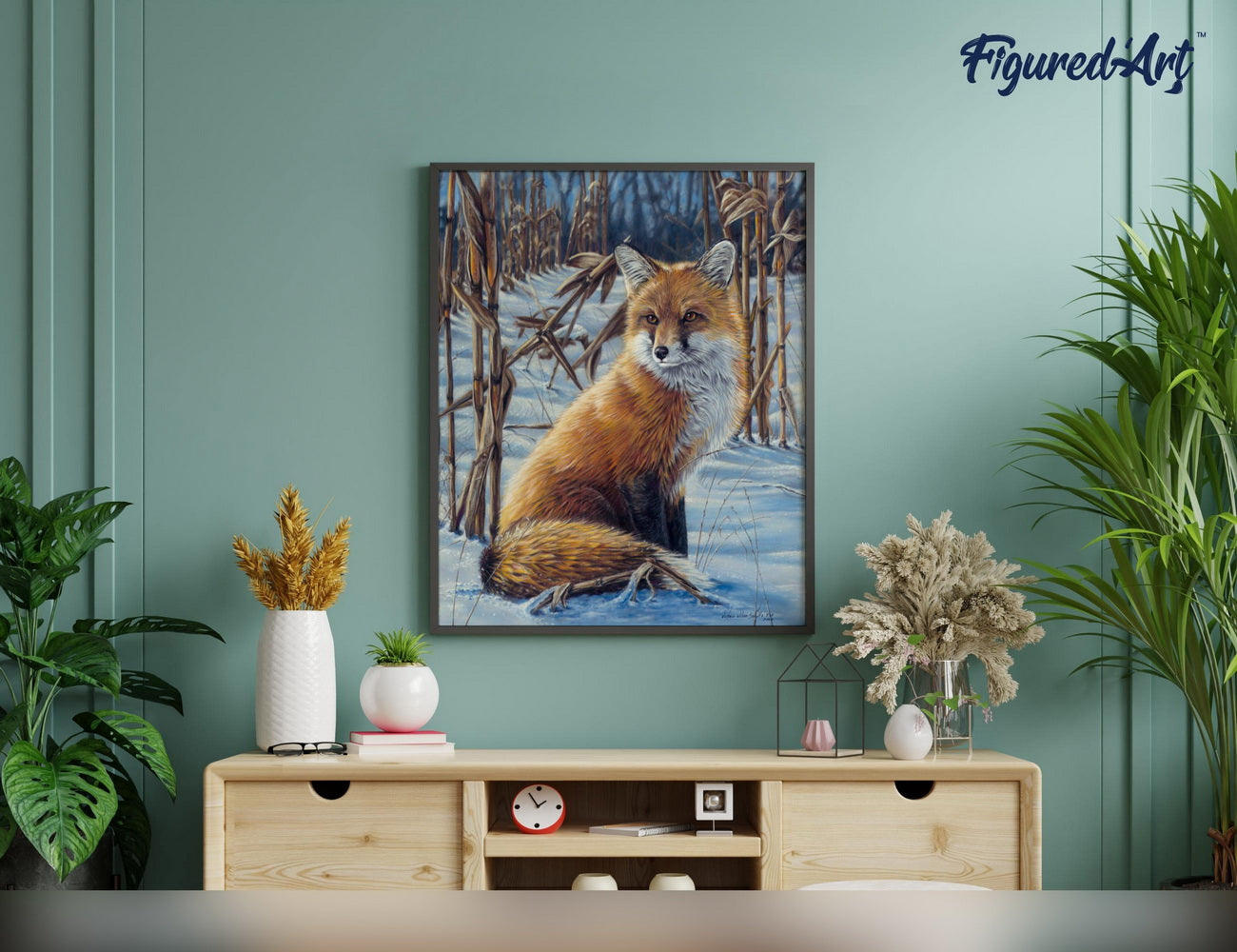 Paint by numbers Fox In The Snow - Framed canvas