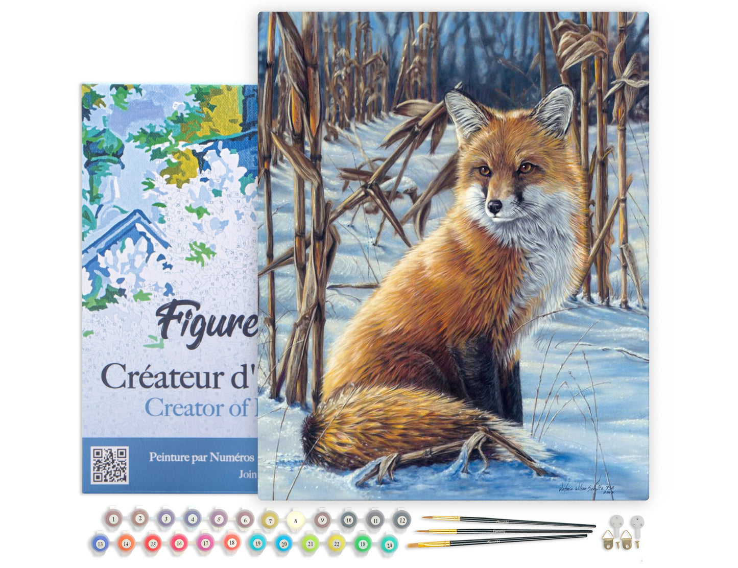 Paint by numbers Fox In The Snow - Framed canvas