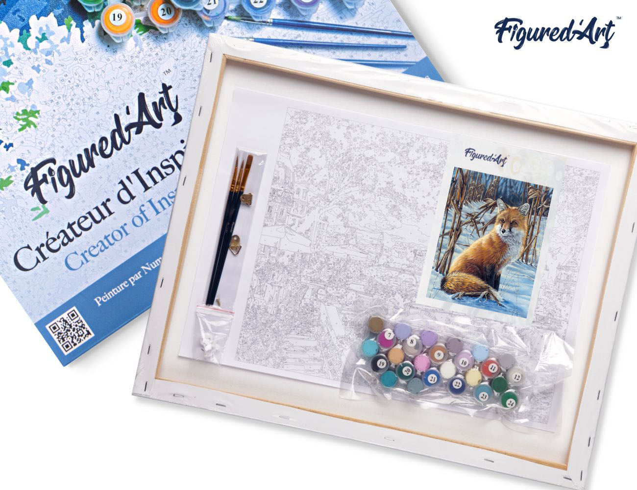 Paint by numbers Fox In The Snow - Framed canvas