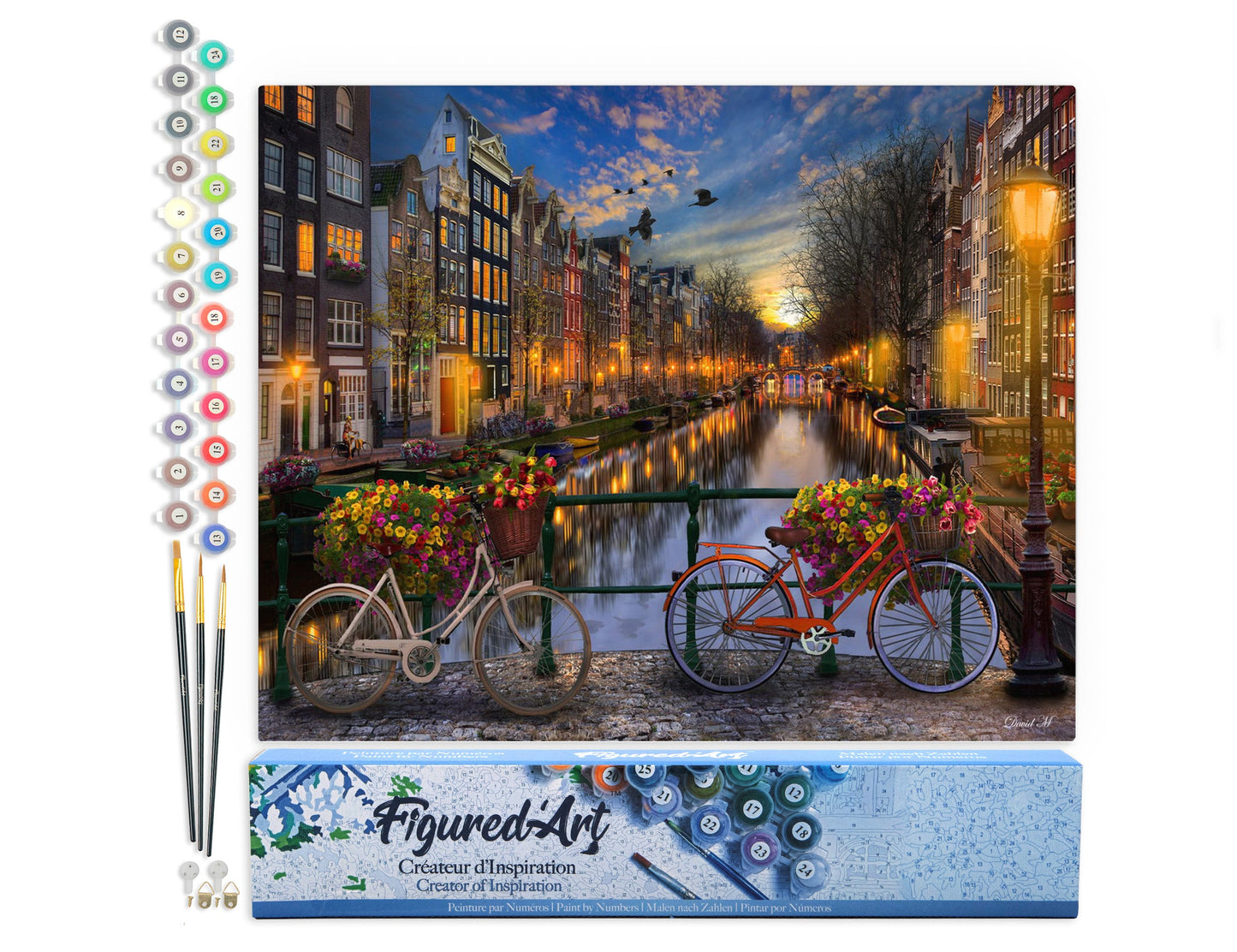 Paint by numbers View of Amsterdam canal - Rolled canvas