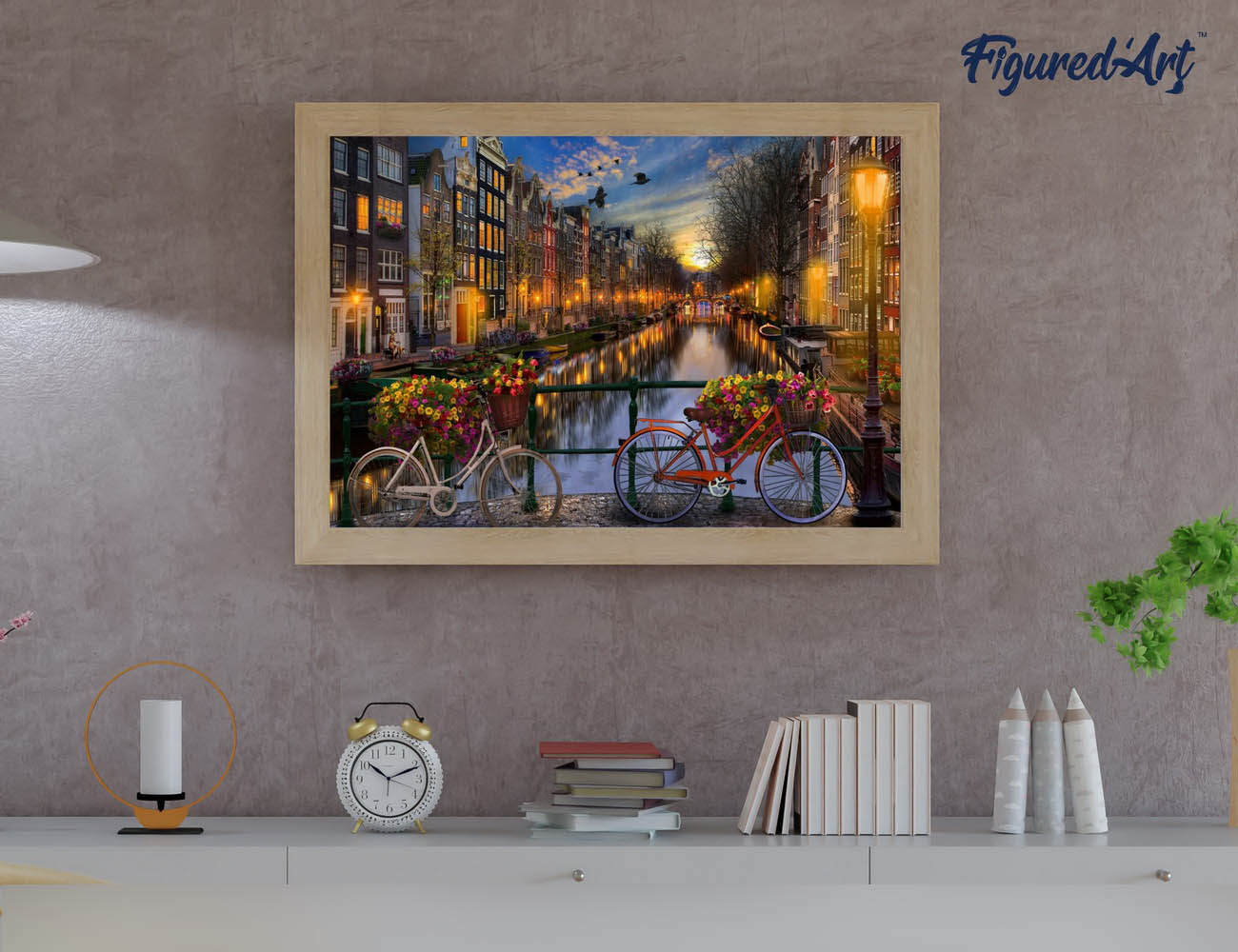 Paint by numbers View of Amsterdam canal - Rolled canvas