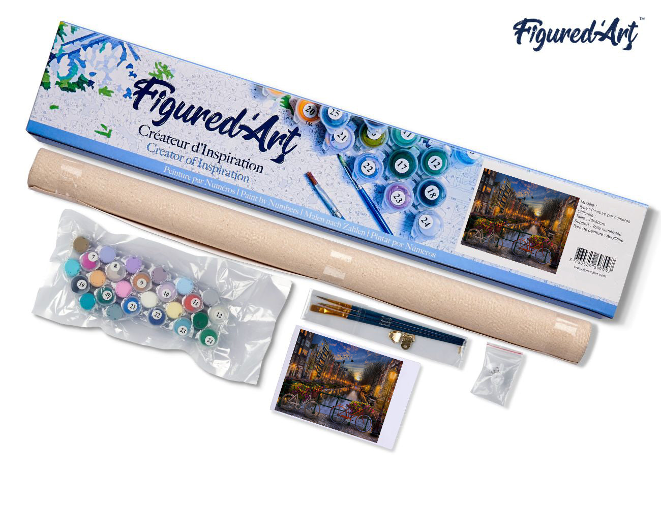 Paint by numbers View of Amsterdam canal - Rolled canvas