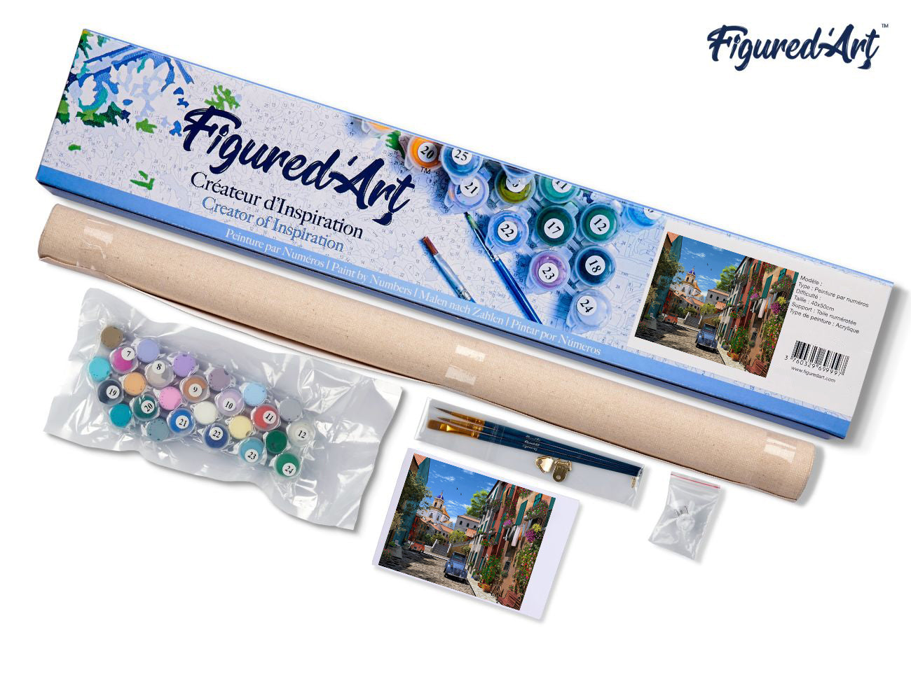 Paint by numbers Alley and vintage car - Rolled canvas