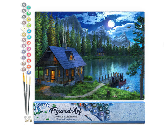 Paint by numbers Nocturnal lake - Rolled canvas