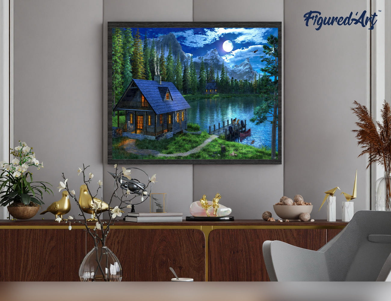 Paint by numbers Nocturnal lake - Rolled canvas