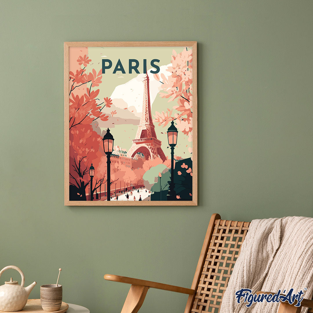 Paint by numbers Travel Poster Paris 2 - Framed canvas