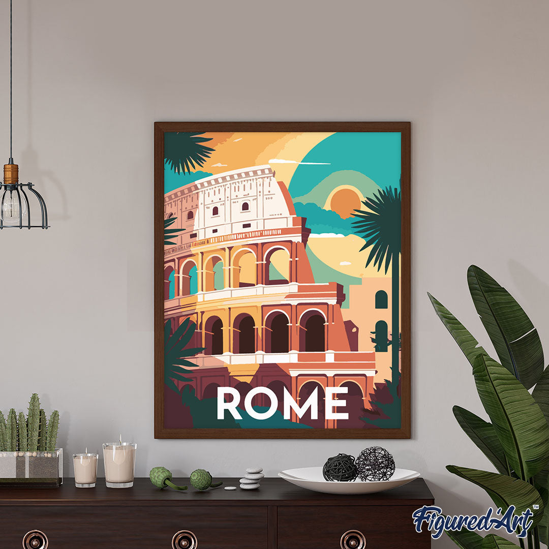 Paint by numbers Travel Poster Rome - Framed canvas