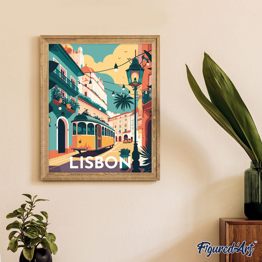 Paint by numbers Travel Poster Lisbon - Framed canvas