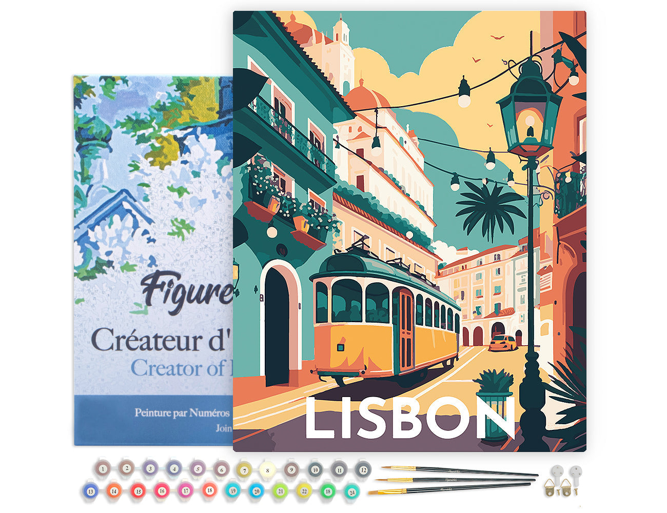 Paint by numbers Travel Poster Lisbon - Framed canvas