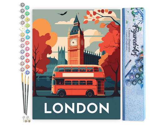 Paint by numbers Travel Poster London - Rolled canvas