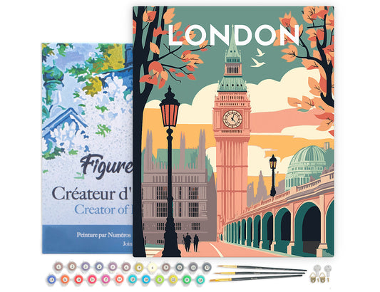 Paint by numbers Travel Poster London 2 - Framed canvas
