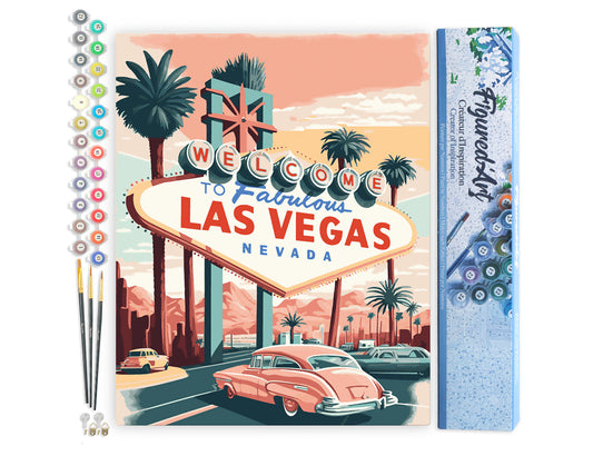 Paint by numbers Travel Poster Las Vegas - Rolled canvas