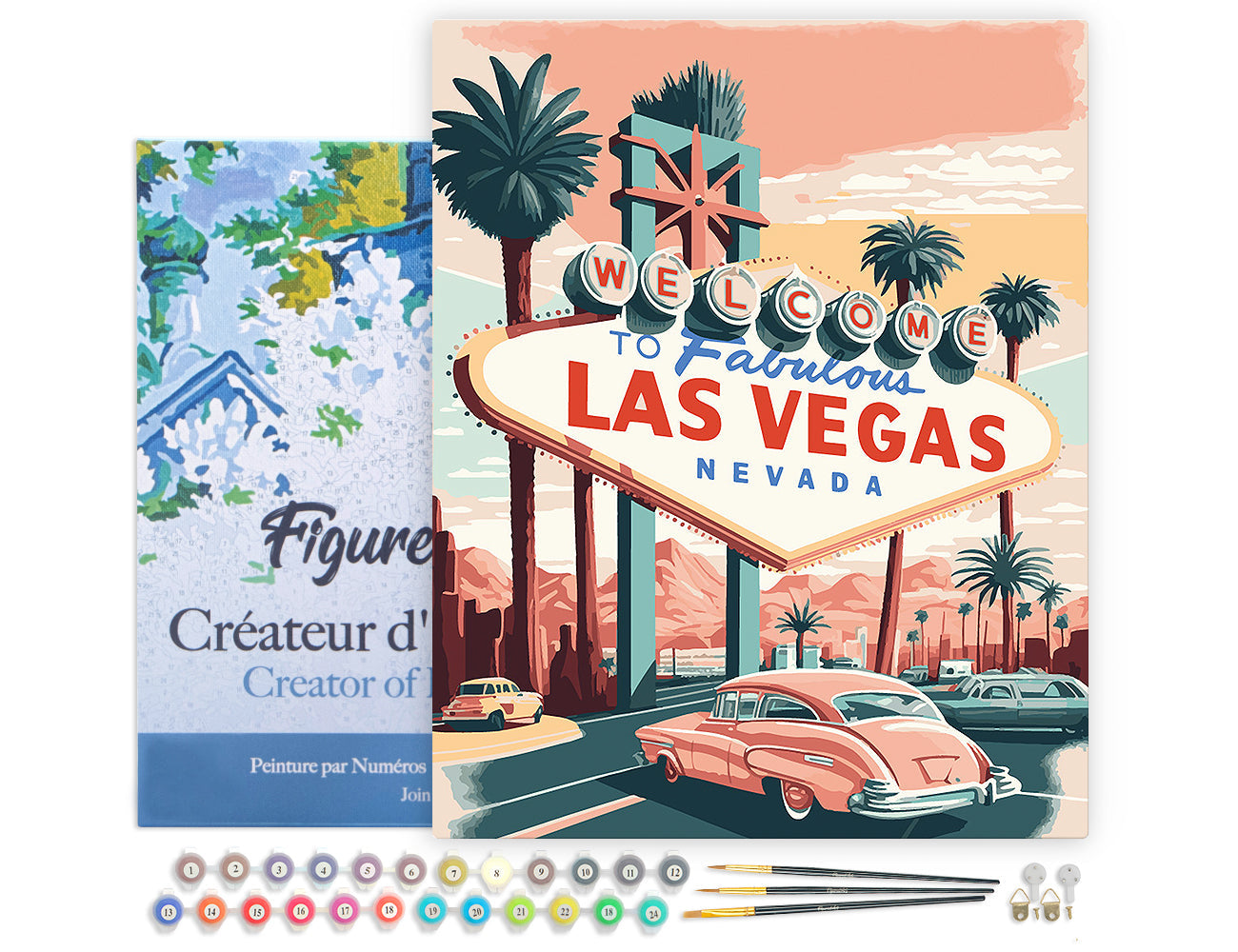 Paint by numbers Travel Poster Las Vegas - Framed canvas