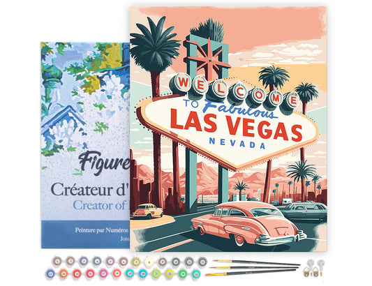 Paint by numbers Travel Poster Las Vegas - Framed canvas