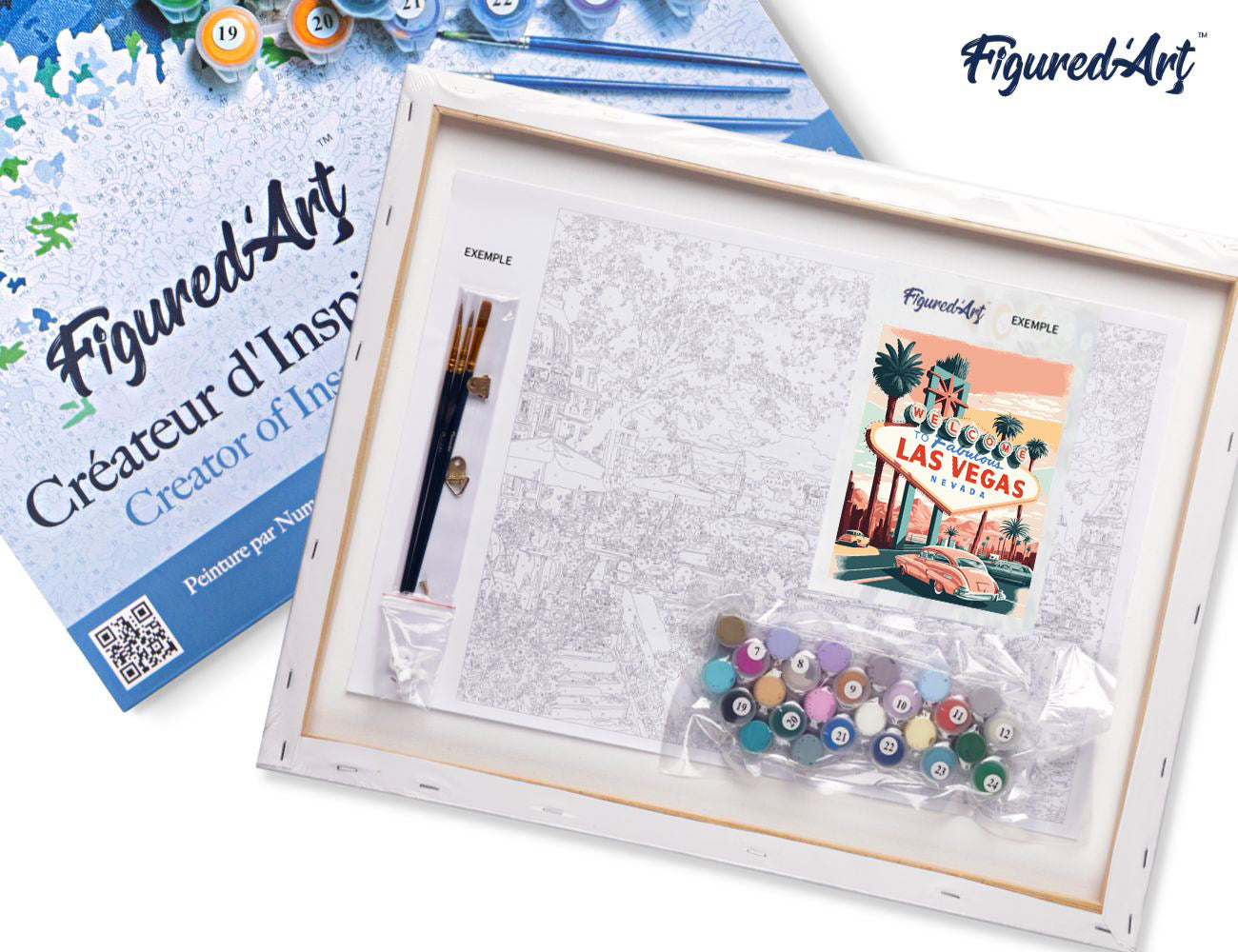 Paint by numbers Travel Poster Las Vegas - Framed canvas
