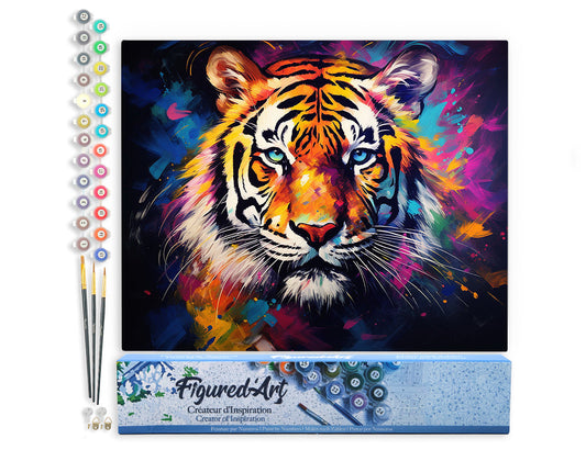 Paint by numbers Colourful Abstract Tiger - Rolled canvas