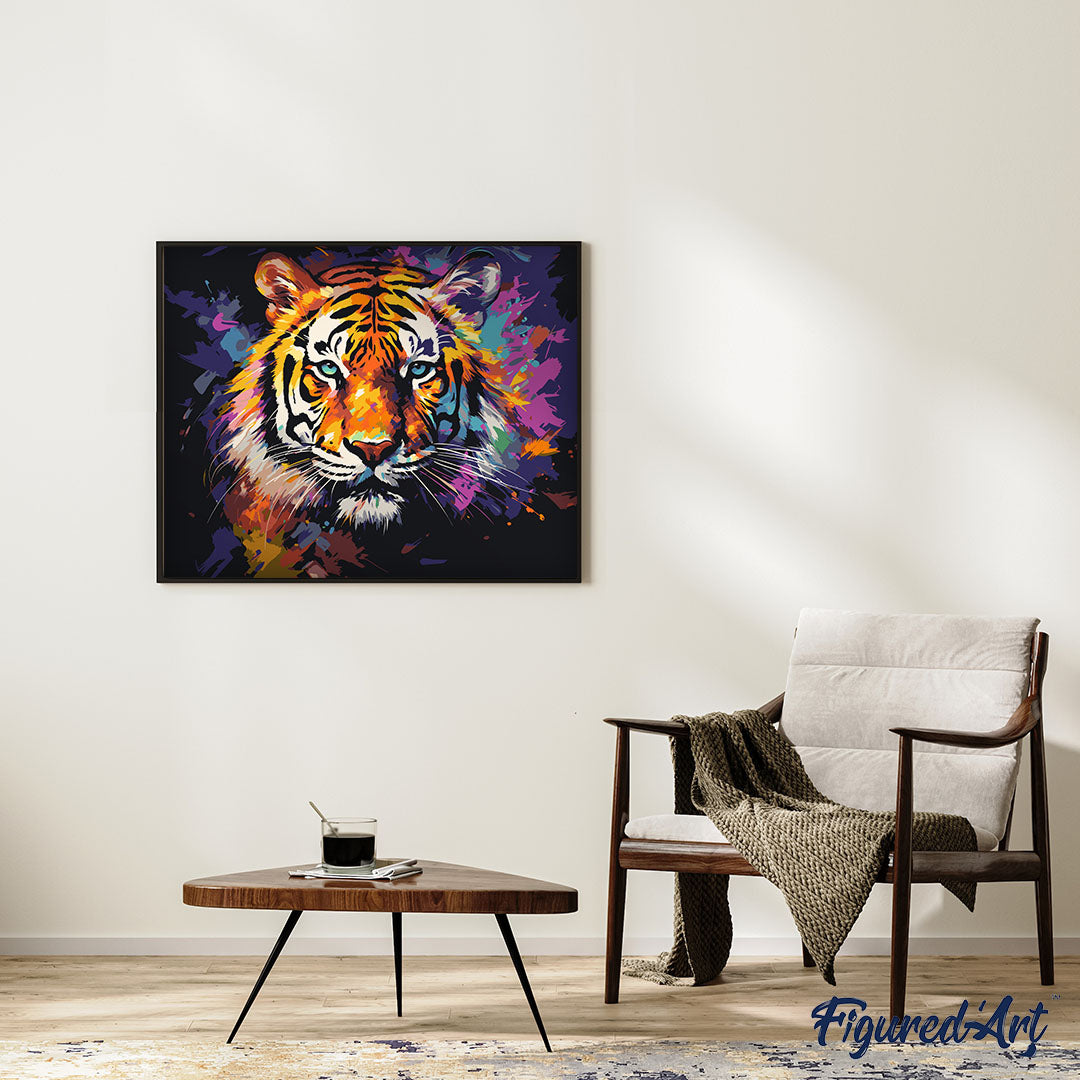 Paint by numbers Colourful Abstract Tiger - Rolled canvas