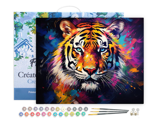 Paint by numbers Colourful Abstract Tiger - Framed canvas