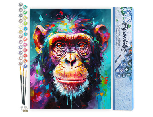 Paint by numbers Colourful Abstract Chimpanzee - Rolled canvas