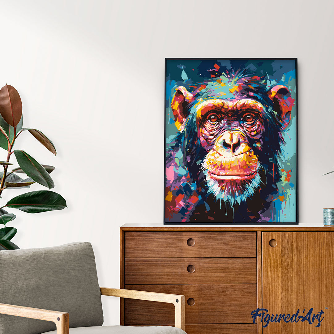 Paint by numbers Colourful Abstract Chimpanzee - Rolled canvas