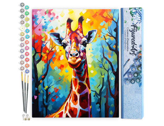 Paint by numbers Colourful Abstract Giraffe - Rolled canvas