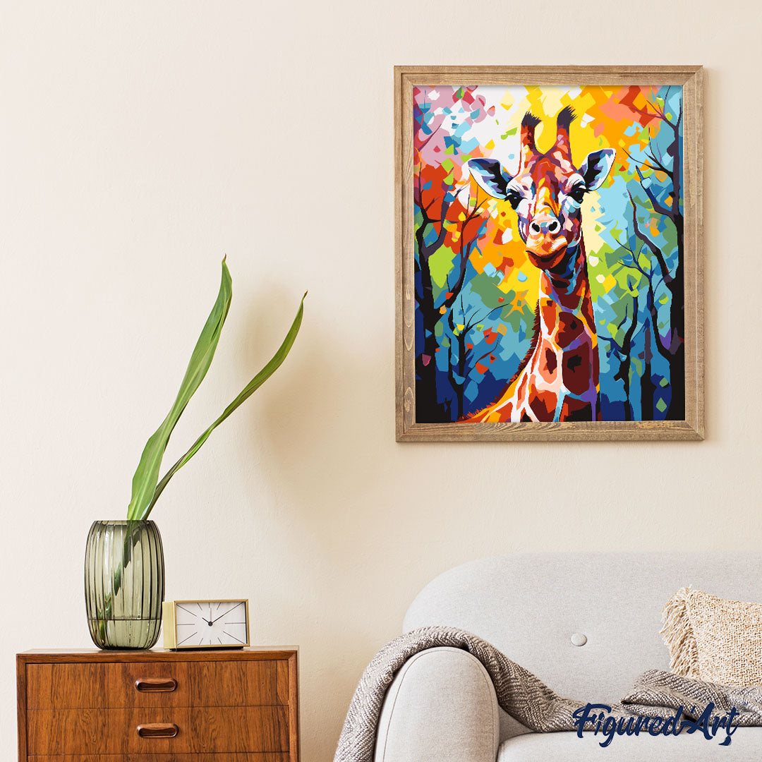 Paint by numbers Colourful Abstract Giraffe - Rolled canvas