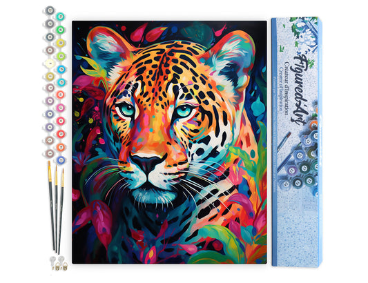 Paint by numbers Colourful Abstract Leopard - Rolled canvas