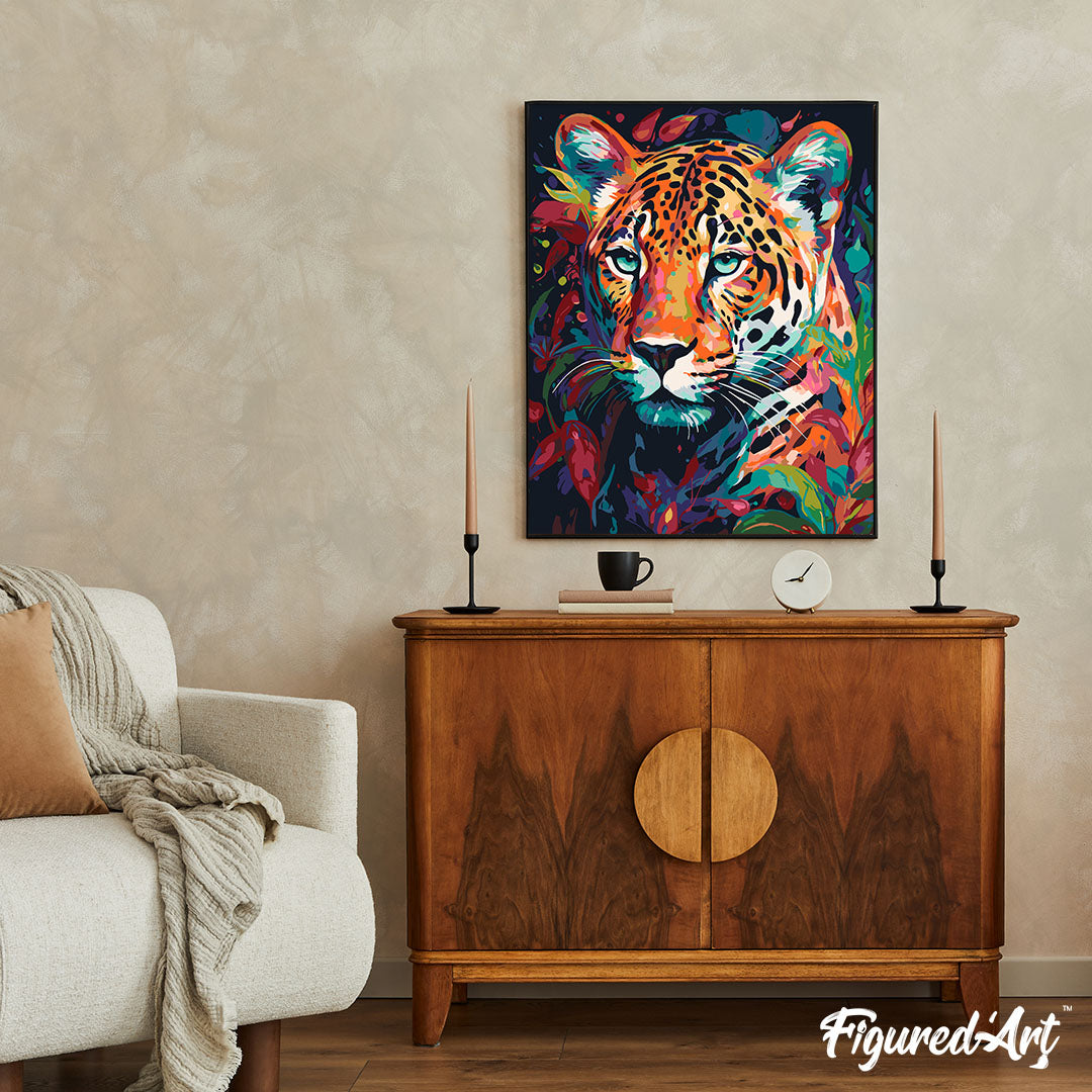 Paint by numbers Colourful Abstract Leopard - Rolled canvas