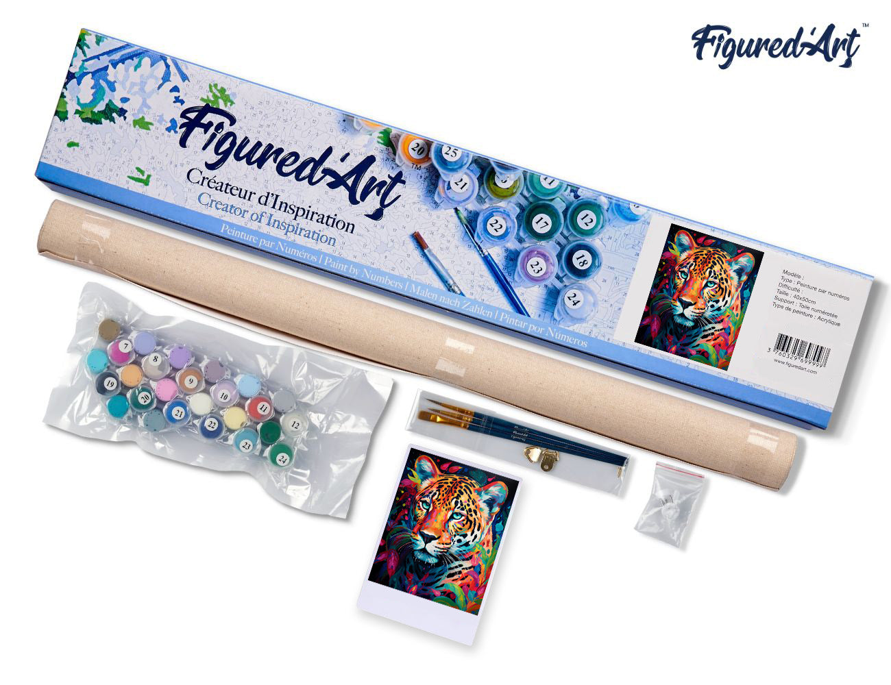 Paint by numbers Colourful Abstract Leopard - Rolled canvas