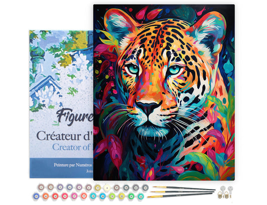 Paint by numbers Colourful Abstract Leopard - Framed canvas