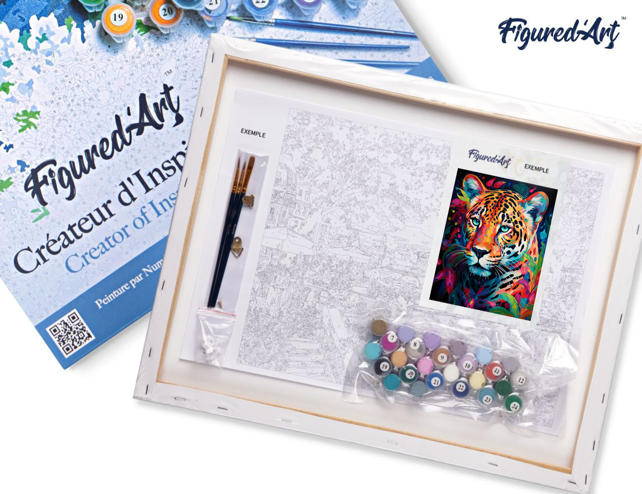 Paint by numbers Colourful Abstract Leopard - Framed canvas