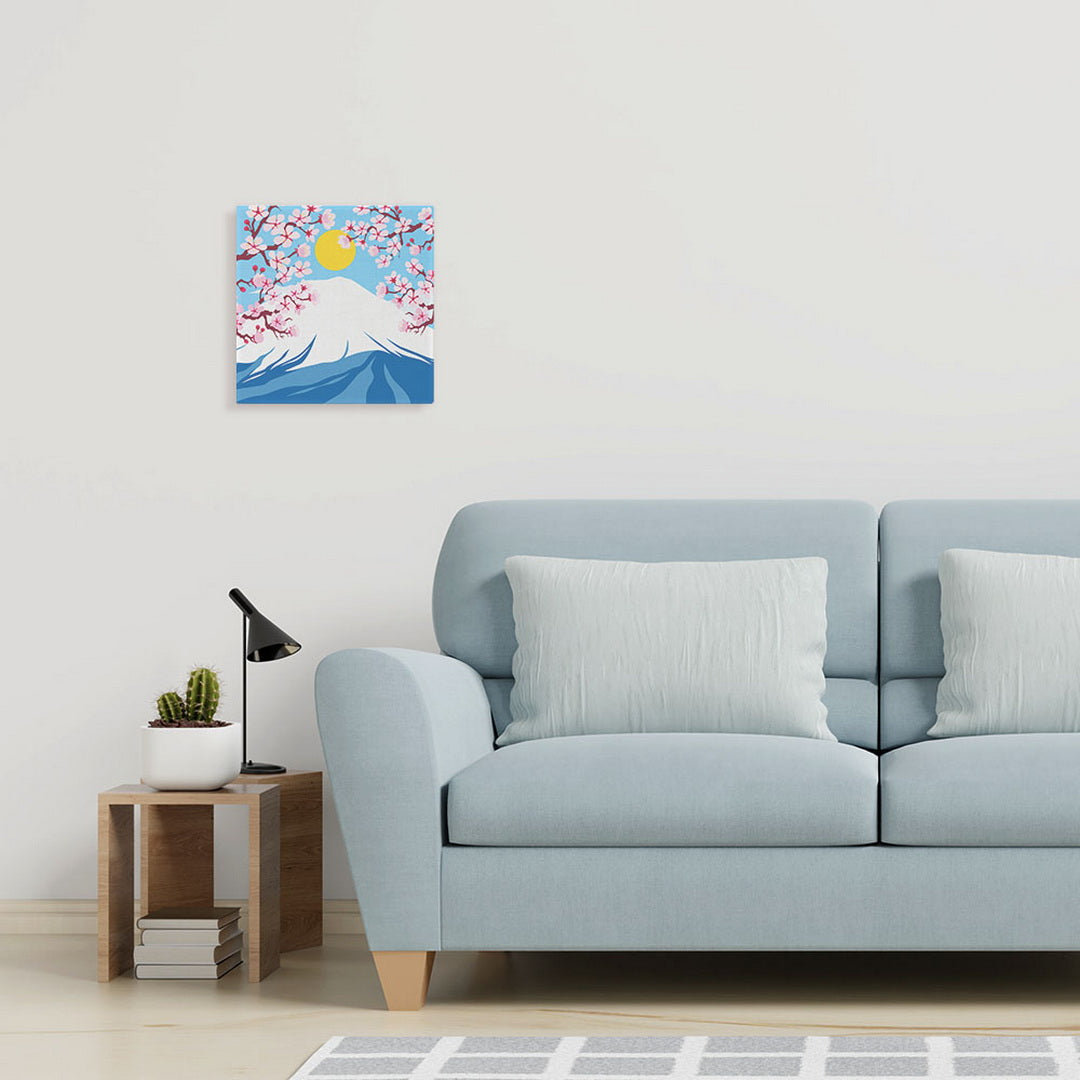 Mini Paint by numbers Cherry blossom and Fuji Mt. 20x20cm Framed canvas