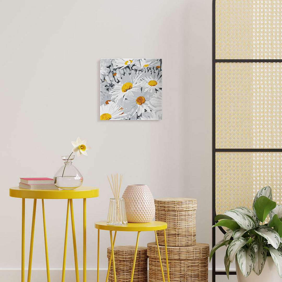 Mini Paint by numbers Daisies Field 20x20cm Framed canvas
