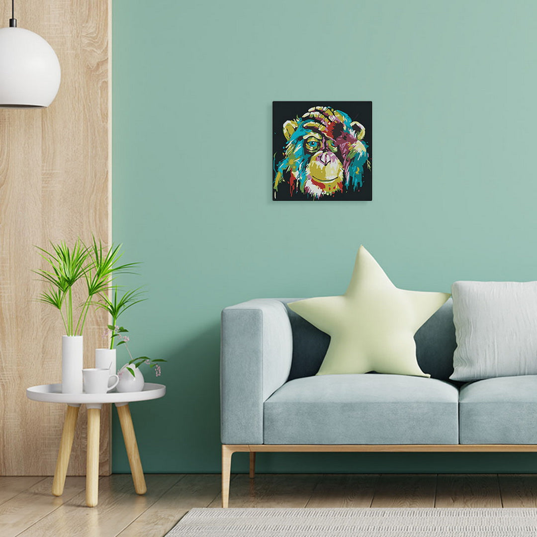Mini Paint by numbers Baboon Pop Art 20x20cm Framed canvas