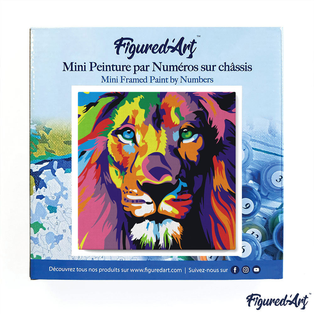 Mini Paint by numbers Lion Pop Art 20x20cm Framed canvas