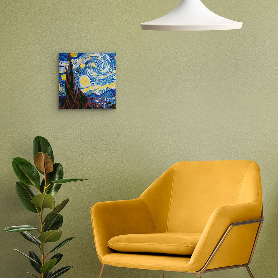 Mini Paint by numbers Van Gogh Starry Night 20x20cm Framed canvas